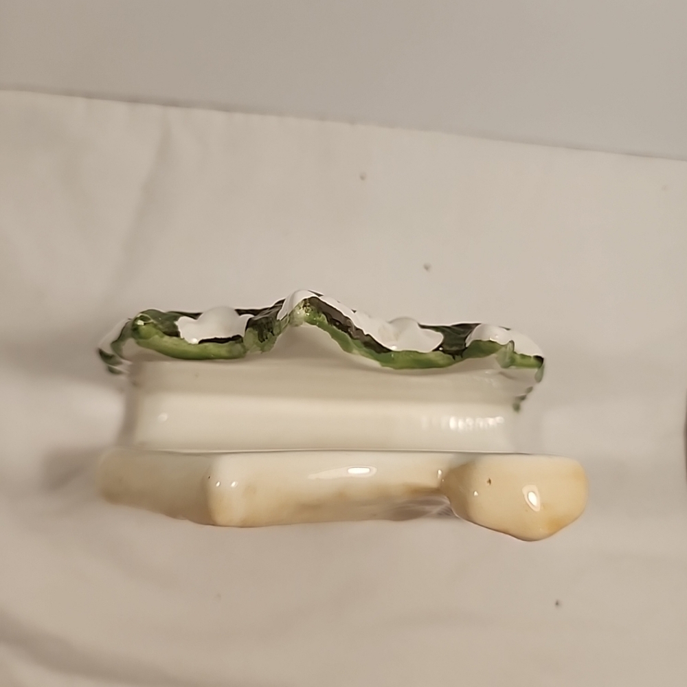 Vtg GKAO Ceramic Napkin Holder Cabin In The Woods WinterTrees Country Cottage - Picture 6 of 11